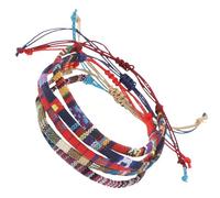 TEHAUX Set 5 Pezzi Bracciali Intrecciati in Corda di Cotone e Tessuto Naturale Regolabili Braccialetti Cavigliera Unisex per Donna e Ragazza Accessori Estivi per Look Casual e
