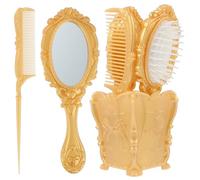 TEHAUX Set 5 Pezzi Spazzola per Chioma Vintage con Specchio e Pettine Spazzola Districante con Portaspazzole Organizer Adatto a Tutti i Tipi di Chioma e Uso Quotidiano