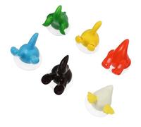 TEHAUX Set da 6 Ganci a Ventosa in Plastica a Forma di Coda di Animale Cartoon Ganci Leggeri senza Traccia per Superfici Lisce per Uso Domestico su Piastrelle e Vetro