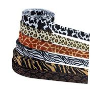 TEHAUX Set da 6 Pezzi di Nastro Leopardato in Poliestere, Larghezza 1,6 Cm e Lunghezza 5 Yard, per Creare Fiocchi Eleganti e Decorazioni per Compleanni e Matrimoni