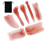 TEHAUX Set di Strumenti per Massaggio Gua Sha in Resina Compatta e Portatile con Sacchetto per Conservazione, per Casa e Campeggio