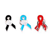 TEHAUX Spilla Distintivo Nastro Rosso in Lega Durevole, Set 3 Pezzi (rosso, Blu, Nero) Decorativa per Abbigliamento Femminile, Accessorio Simbolico per Giornata Mondiale Contro L'aids