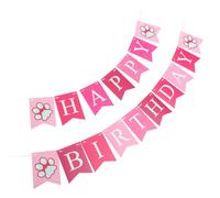 TEHAUX Striscione di Compleanno Set 1 Pezzo per Cani in Cotone Rosa Riutilizzabile e Facile da Rimuovere, Decorazione per Festa di Compleanno a Tema Cane per Cuccioli e Cani