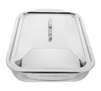TEHAUX Teglia Rettangolare Profonda in Acciaio con Coperchio Piastra Multiuso per Grigliare Pesce Arrostire e Cuocere in Forno per Barbecue e Cene Casalinghe