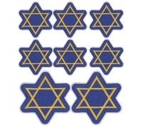 TEHAUX Toppe Ricamate Hanukkah a Stella di David 8 Pezzi Termoadesive per Riparazione e Decorazione di Cappelli, Zaini, Giacche e Vestiti per Festa Ebraica