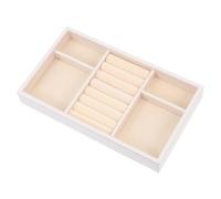 TEHAUX Vassoio Espositivo per Gioielli in Mdf Beige Flanella, Organizer Decorativo per Proteggere e Conservare Gioielli su Tavoli da Trucco Domestici