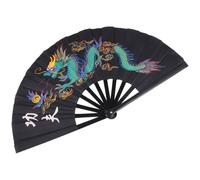 TEHAUX Ventaglio Cinese in Plastica Nero per Taiji e Arti Marziali, Fan per Prestazioni Kung Fu Struttura Resistente, per Spettacoli di Danza e Pratiche di Tai Chi