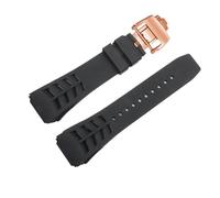 TEHDFG Compatibile con Cinturino in Silicone Richard Mille con interfaccia sporgente, 21 mm di Larghezza, Cinturino da Uomo Raw Ear da 25 mm(Black-Rosegold)