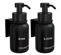 TEHEO Dispenser di sapone da parete, colore nero, moderno dispenser di sapone in vetro, 250 ml, incollaggio o foratura, dispenser di sapone liquido per sapone, shampoo, detersivo, gel doccia [2 pezzi]