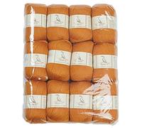 TEHETE Lana merino, 12 x 50 g, morbido filato a 3 strati, per maglieria, sciarpa, leggings e guanti, calzini (12 palline, zenzero)