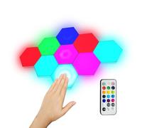 Tehoi Confezione da 9 luci esagonali, pannelli da parete RGB con telecomando e controllo touch, pannelli LED per soggiorno, camera da letto, decorazione per sala giochi, nastro biadesivo e supporto da