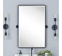 TEHOME Farmhouse, Pivot Rettangolo, Specchio da bagno, Telaio in metallo nero, girevole, smussato, Vanity Specchio per parete, 50,8 x 76,2 cm