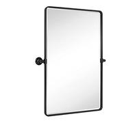 TEHOME Specchio rettangolare da bagno in bronzo lucidato a olio orientabile con angoli smussati e inclinabili, per specchi da bagno verticali da parete orientabili, 63 x 89 cm