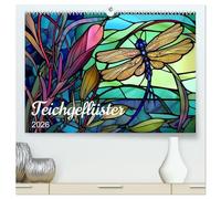 Teichgeflüster (hochwertiger Premium Wandkalender 2026 DIN A2 quer), Kunstdruck in Hochglanz: Tiere am Teich in farbigem Glas