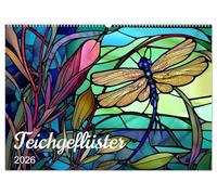 Teichgeflüster (Wandkalender 2026 DIN A2 quer), CALVENDO Monatskalender: Tiere am Teich in farbigem Glas