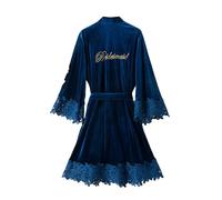 TEidea Accappatoio Donna Abito da Sposa Damigella d'Onore del Pizzo Dell'Accappatoio, Pigiama dell'Abbigliamento Domestico, Camicia da Notte delle Donne-Damigella d'Onore N-Blu-M