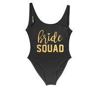 TEidea Costume da Bagno Bride & Bride Squad Bachelorette Party One Piece Swimsuit - Trendy Women's Swimwear per Una Festa di Nozze Indimenticabile-Black-D-M