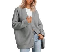 TEidea Donna Cardigan Maglione da Donna in Cotone A Maniche Lunghe A Maniche Lavorate Cardigan, in Forma Calda E Sciolta, S-3Xl-Grigio-Xxl