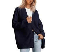 TEidea Donna Cardigan Maglione da Donna in Cotone A Maniche Lunghe A Maniche Lavorate Cardigan, in Forma Calda E Sciolta, S-3Xl-Blu Scuro-M