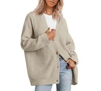 TEidea Donna Cardigan Maglione da Donna in Cotone A Maniche Lunghe A Maniche Lavorate Cardigan, in Forma Calda E Sciolta, S-3Xl-Taupe-3Xl