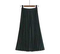 TEidea Gonna Jeans Donna Donna Midi Gonne Eleganti E Versatili A Vita Alta Midi Gonna Plissettata per Le Donne-Verde Scuro-S