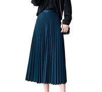 TEidea Gonna Jeans Donna Donna Midi Gonne Eleganti E Versatili A Vita Alta Midi Gonna Plissettata per Le Donne-N-Blu-M