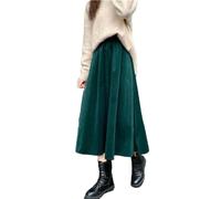 TEidea Gonna Jeans Donna Gonne di Velluto per Le Donne: Autunno Inverno A Vita Alta Gonne A-Line in 3 Colori, Gonna Midi-Verde-Taglia Unica