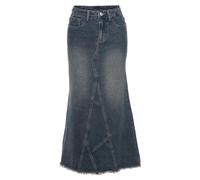 TEidea Gonna Jeans Donna Scala di Denim Lungo Irregolare alla Moda Aderente per Donne, Adatta per Il Lavoro E Usciti-Blu-L
