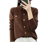 TEidea Maglione Donna Cardigan A Maniche Lunghe alla Moda per Donne, Saltatori di Donne in Lana Finte con Collari, Perfetti per La Primavera E L'Autunno-Marrone Chiaro-XL
