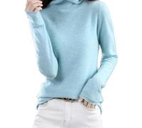 TEidea Maglione Donna Maglia Collo A Tartaruga delle Donne - Cozy E alla Moda Pullover delle Donne Top-Azzurro-M