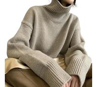 TEidea Maglione Donna Maglione Pullover Ad Alto Collo Alto per Donne, Donne in Dolcevita Perfette per L'Autunno E l'inverno-Cammello-S