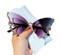 TEidea Occhiali da Sole Occhiali da Sole Vintage A Farfalla Senza Montatura da Donna, Occhiali da Sole Oversize, Occhiali da Donna-Viola