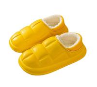 TEidea Pantofole Donna Invernali Scarpe Invernali Impermeabili in Cotone per Le Donne-Antiscivolo Indoor per Le Coppie-Giallo C-44-45(Fit 43-44)