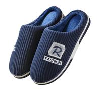 TEidea Pantofole Uomo Invernali Pantofole in Cotone Caldo Invernale per Uomini, Pantofole da Interno di Grandi Dimensioni ， Pantofole-Blu Scuro B-44-45