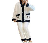 TEidea Pigiama Donna Invernale Inverno Caldo Pigiama delle Donne Set Spessore Velluto Manica Lunga Pigiama Set Leisure Sleepwear per Le Donne-Colore A 3Color-XXL