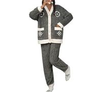 TEidea Pigiama Donna Invernale Inverno Caldo Pigiama delle Donne Set Spessore Velluto Manica Lunga Pigiama Set Leisure Sleepwear per Le Donne-Colore A 1Color-XL