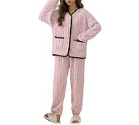 TEidea Pigiama Donna Invernale Inverno Caldo Pigiama delle Donne Set Spessore Velluto Manica Lunga Pigiama Set Leisure Sleepwear per Le Donne-P-XL