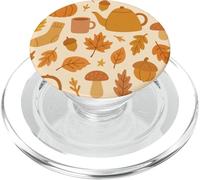 Teiera a forma di zucca e foglie autunnali estetici PopSockets PopGrip per MagSafe