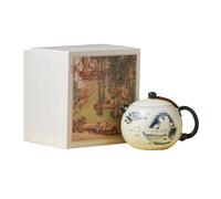 Teiera bianca blu e bianca da 204 ml di ceramica miniera di roccia blu-e-bianca [scatola], uno squisito set da tè Kung Fu per uso domestico