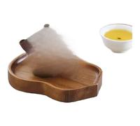 Teiera compatta in legno di noce per mini teiera supporto tazza sottobicchiere 1