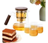 Teiera con colino, infusore per tè in con 4 tazze, filtro resistente al calore, bollitore da tè in, per casa, azienda, sala da tè
