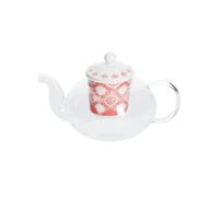 Teiera con Infusore con Rete Metallica per Tè e Tisane Calde - Teiera con Infusore Ideale per l'Inverno, in Ceramica, 7L, Bianco e Rosso