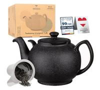 Teiera con infusori Liverpool Nero 1,6 L Teiera con colino in ceramica in acciaio inossidabile di URBAN LIFESTYLE, teiera antigoccia. Teiera in ceramica con colino Teiera