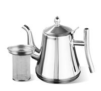 Teiera con inserto per colino, teiera in acciaio inox con filtro da 1 l, teiera a doppia parete con coperchio, teiera, teapot, tea per fornelli a induzione, fornello elettrico in ceramica a gas