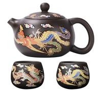 Teiera Dragon con 2 tazze da 250 ml, set da tè cinese con sabbia viola che cambia colore con coperchio per la collezione di degustazione del tè