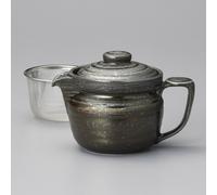 Teiera Giapponese Mino Ware Kyusu Verde Con Beccuccio Largoe 550Ml Giappone