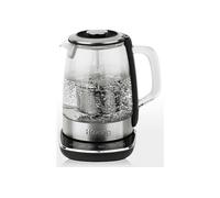 H.Koenig Bollitore elettrico in vetro 1,5L TI600 con filtro infusore per tè in acciaio inox. Compatto, bollitura rapida, termostato regolabile da 70° a 100°C, mantenimento in caldo, 2 coperchi, 2200W
