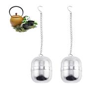 Teiera in acciaio inox, 2 pezzi, filtro per tè con catena, teiera sfuso, filtro a sfera in metallo, filtro per polvere da tè, adatto per tazze e teiere (argento)