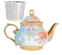 Teiera in ceramica classica vintage britannica in stile reale, teiera grande da 880 ml, perfetta per riunioni quotidiane (oro, grande)