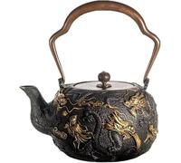 Teiera in ghisa, bollitore da tè da 1,4 L per piano cottura, mantiene caldo doratura modello nove draghi bollitore in ghisa per bustine di caffè tè nero sciolto